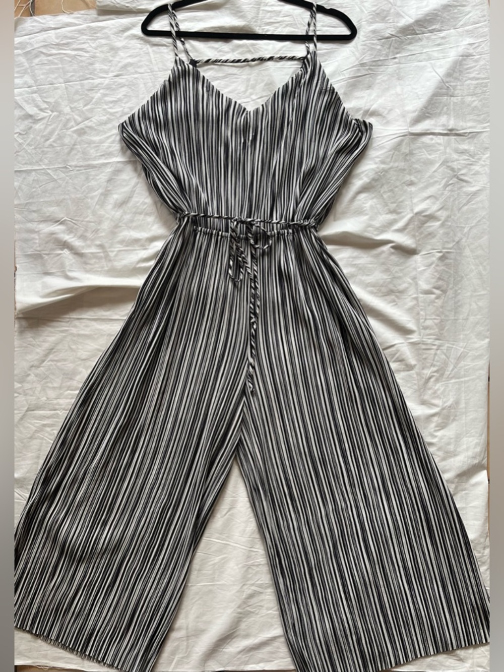 Black & White Striped Wide-Leg Jumpsuit
